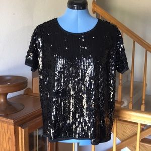 NWT Banana Republic Black Sequin Top Size S